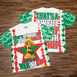 Camiseta tie-dye estampado gráfico blanca verde y roja