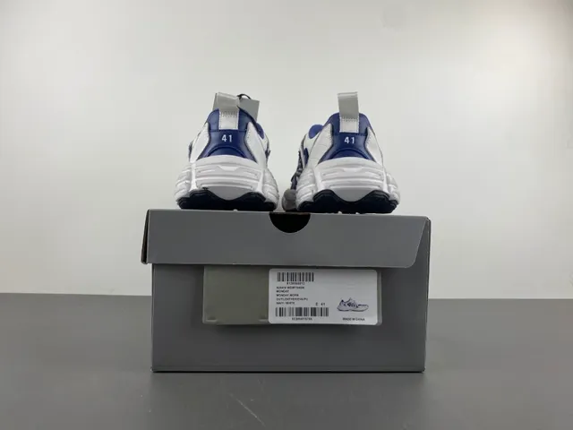 White Navy Platform Sole Layered Upper Chunky Sneakers 17