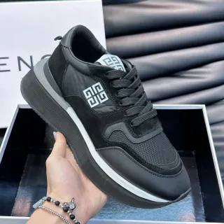 Givenchy Black White Platform Sole Mixed-Material Upper Chunky Sneakers