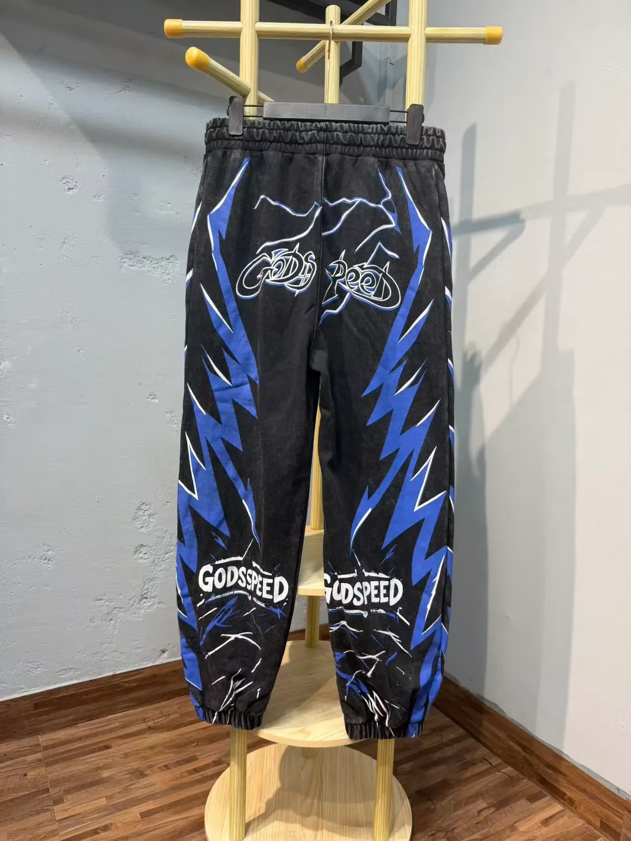 Godspeed Black Blue Graphic-Print Lightning Motif Tracksuit 10