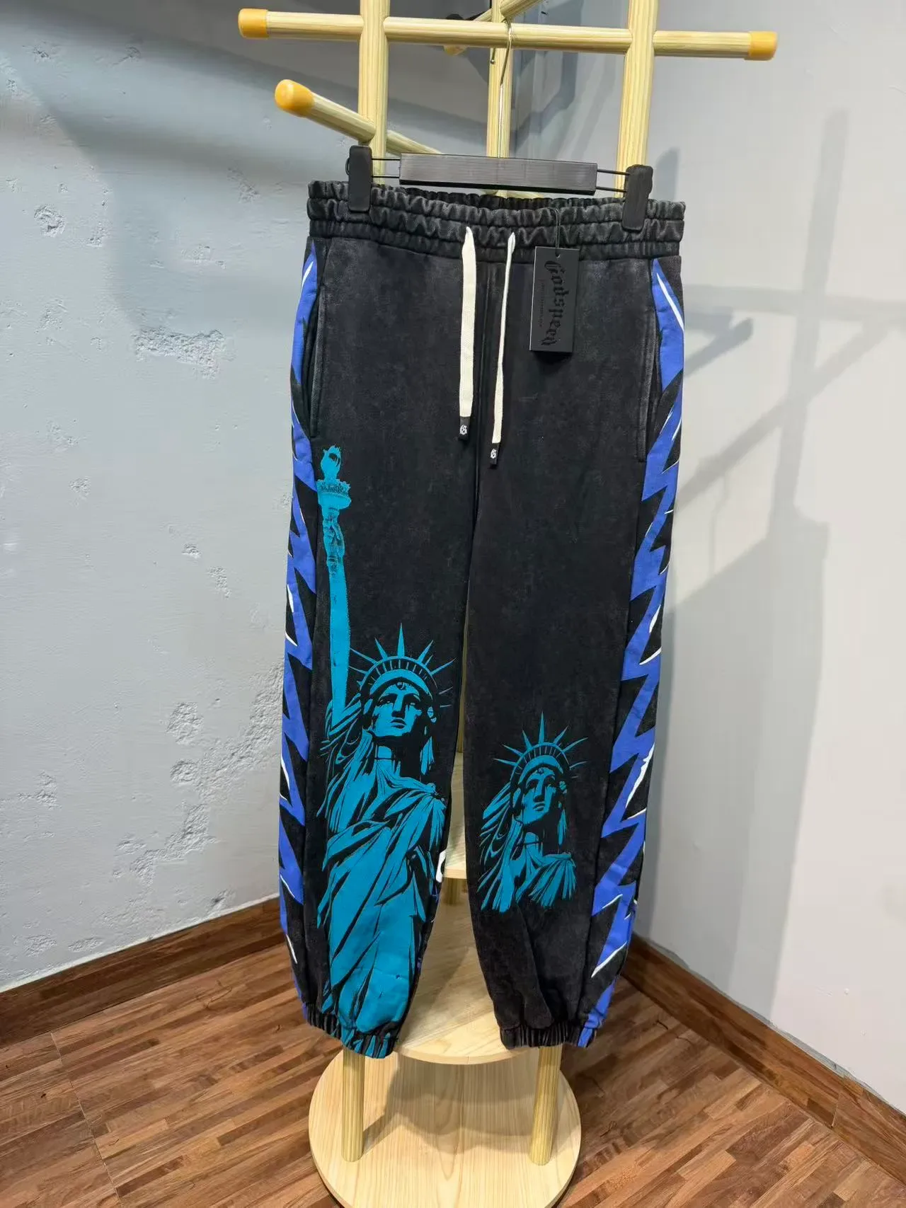 Godspeed Black Blue Graphic-Print Lightning Motif Tracksuit 11