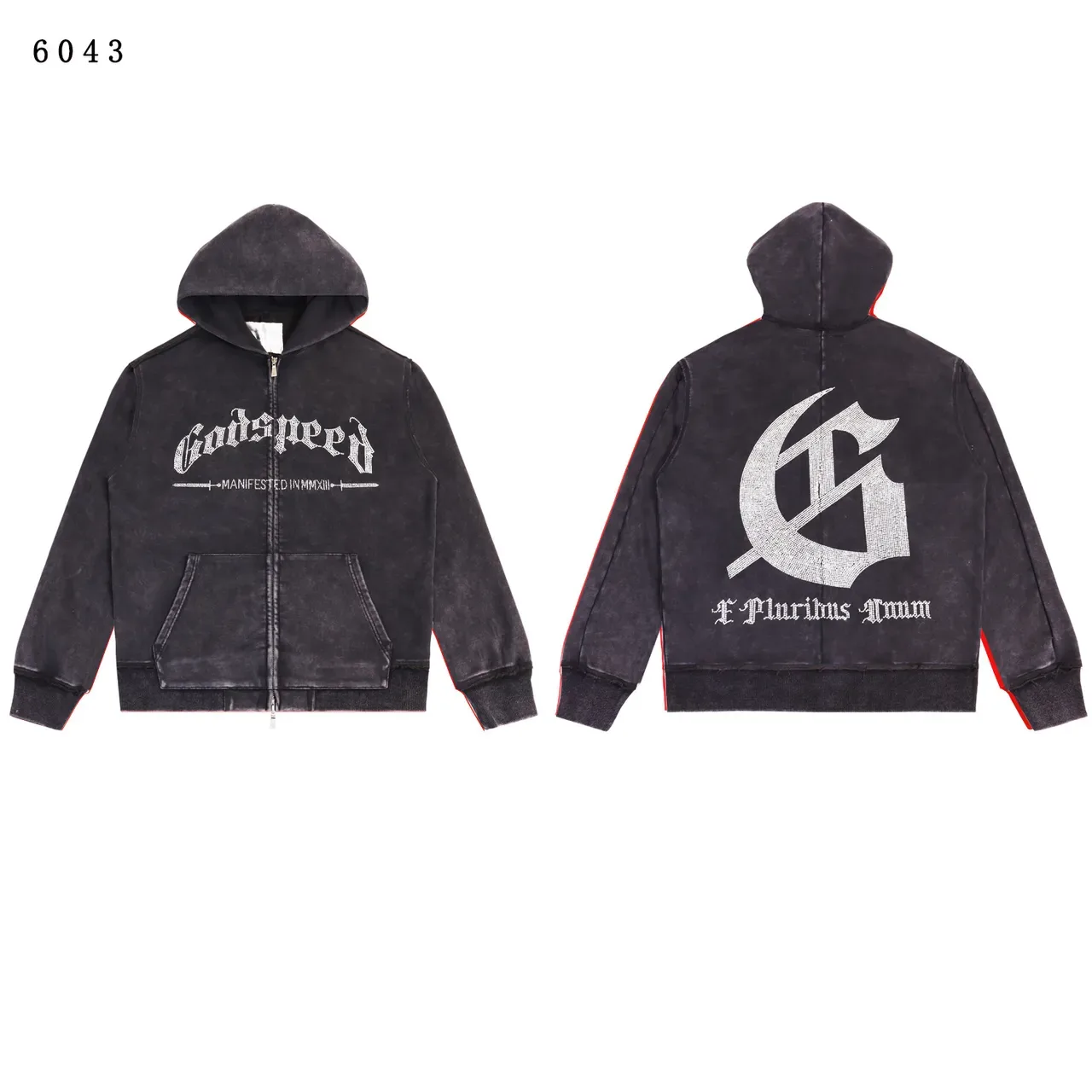 Godspeed Sweat à capuche à fermeture éclair Lavage Distressed 3