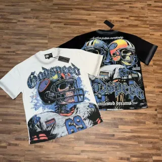 T-shirt Godspeed imprimé graphique squelette casque de football américain