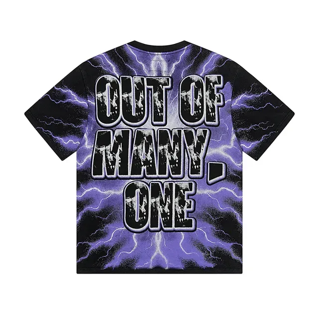 Camiseta Godspeed estampa gráfica tie-dye caveira e raio 4