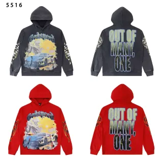 Godspeed Gray Red Graphic-Print Racing-Themed Hoodie
