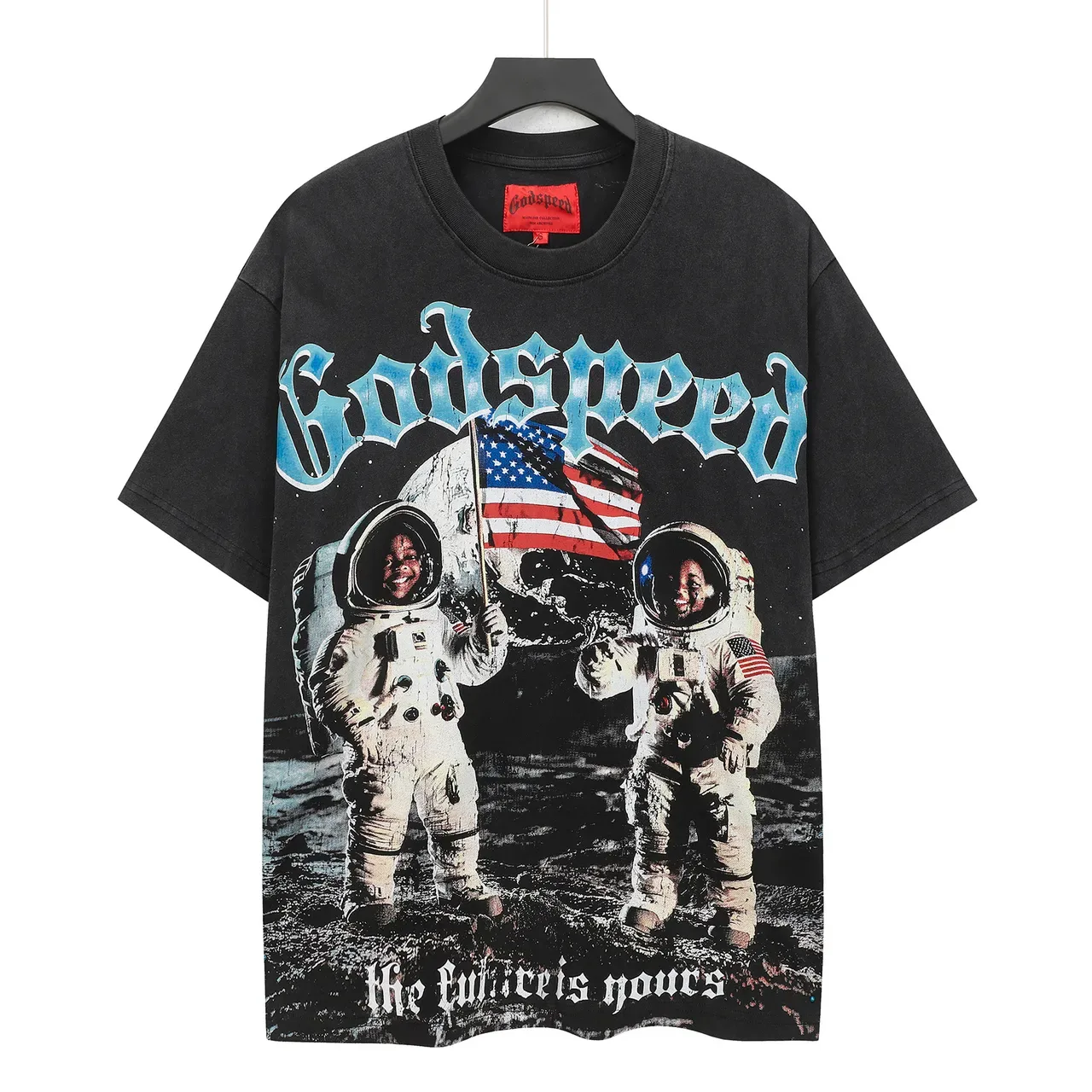 T-shirt Godspeed oversize noir délavé à imprimé graphique 2