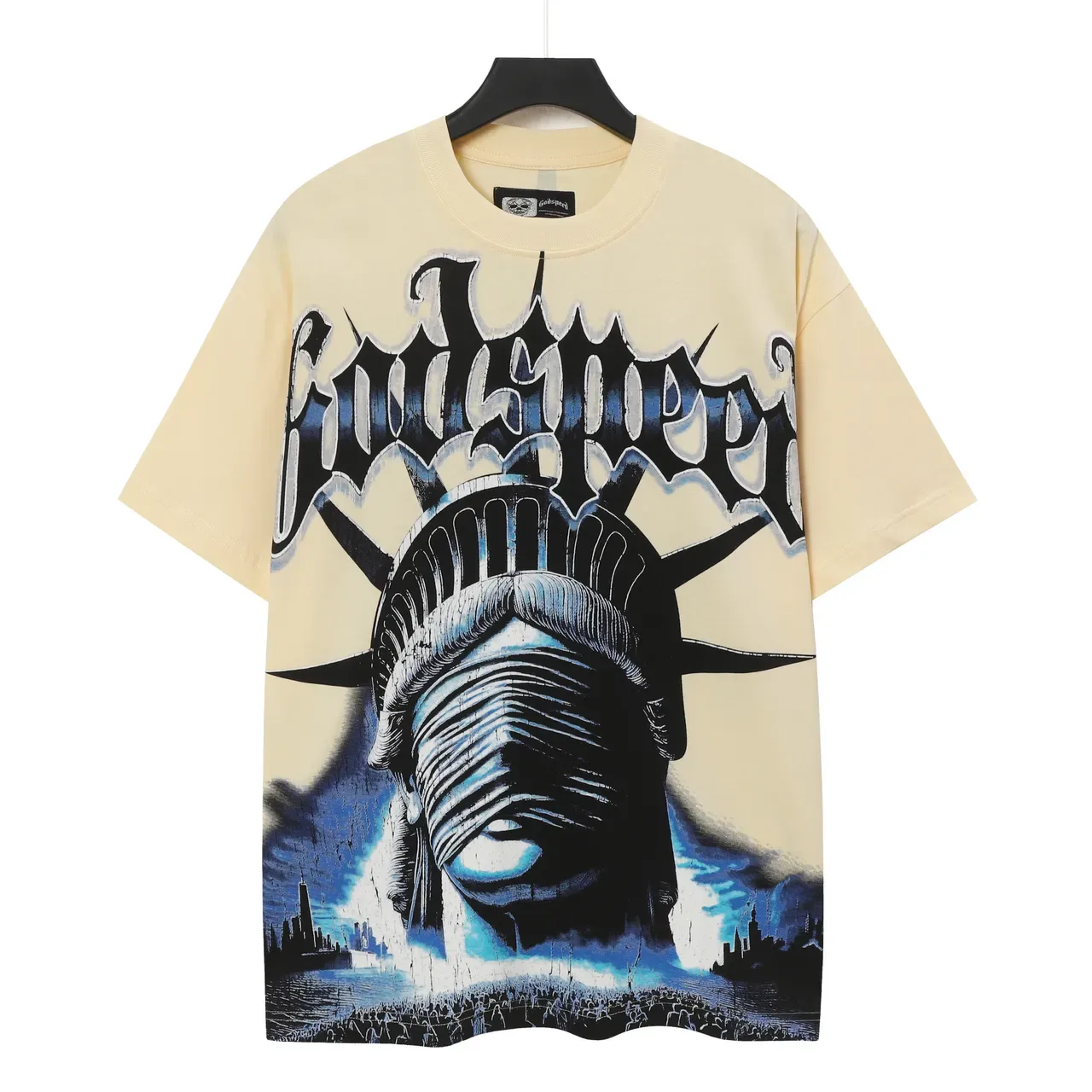 T-shirt crème Godspeed imprimé graphique Statue de la Liberté 2