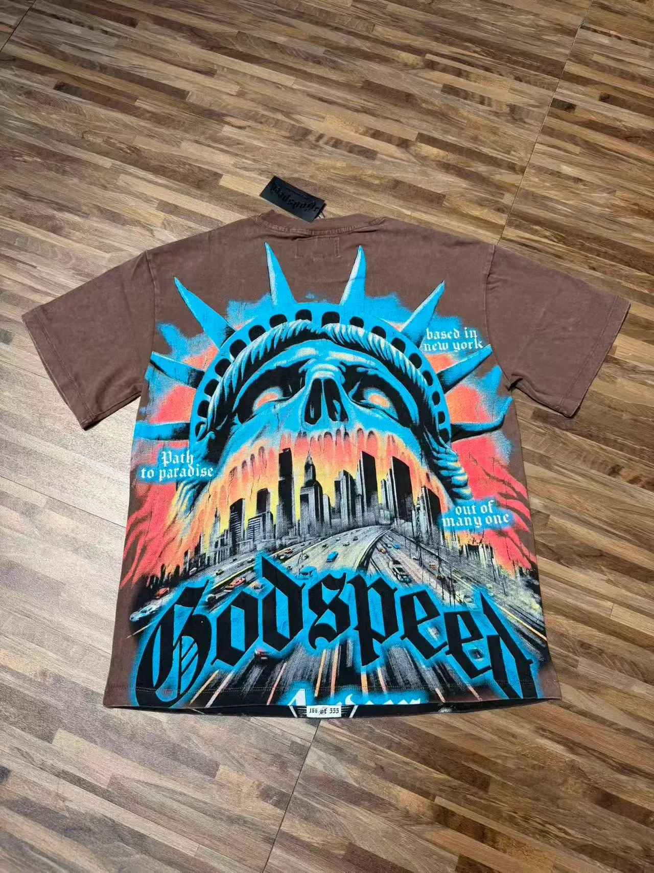 Godspeed Statue of Liberty Screaming Graphic Brown T-Shirt 3