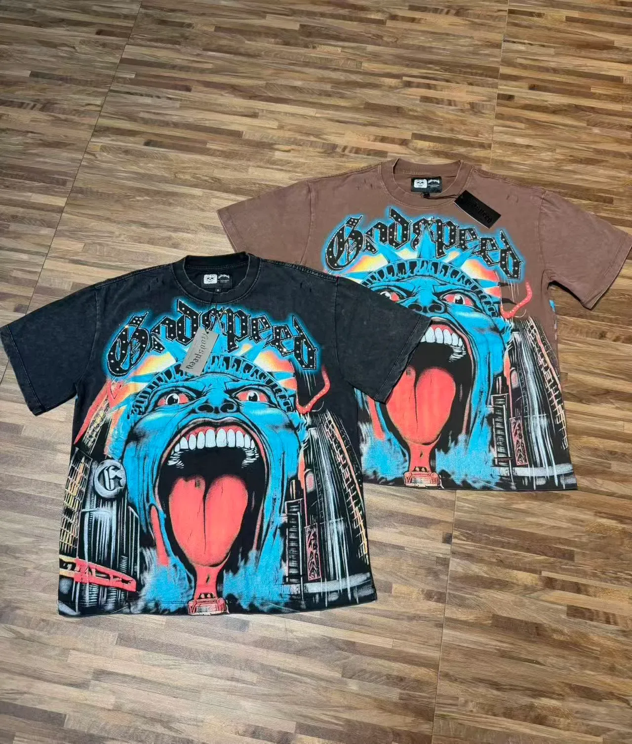 Godspeed Statue of Liberty Screaming Graphic Brown T-Shirt 4