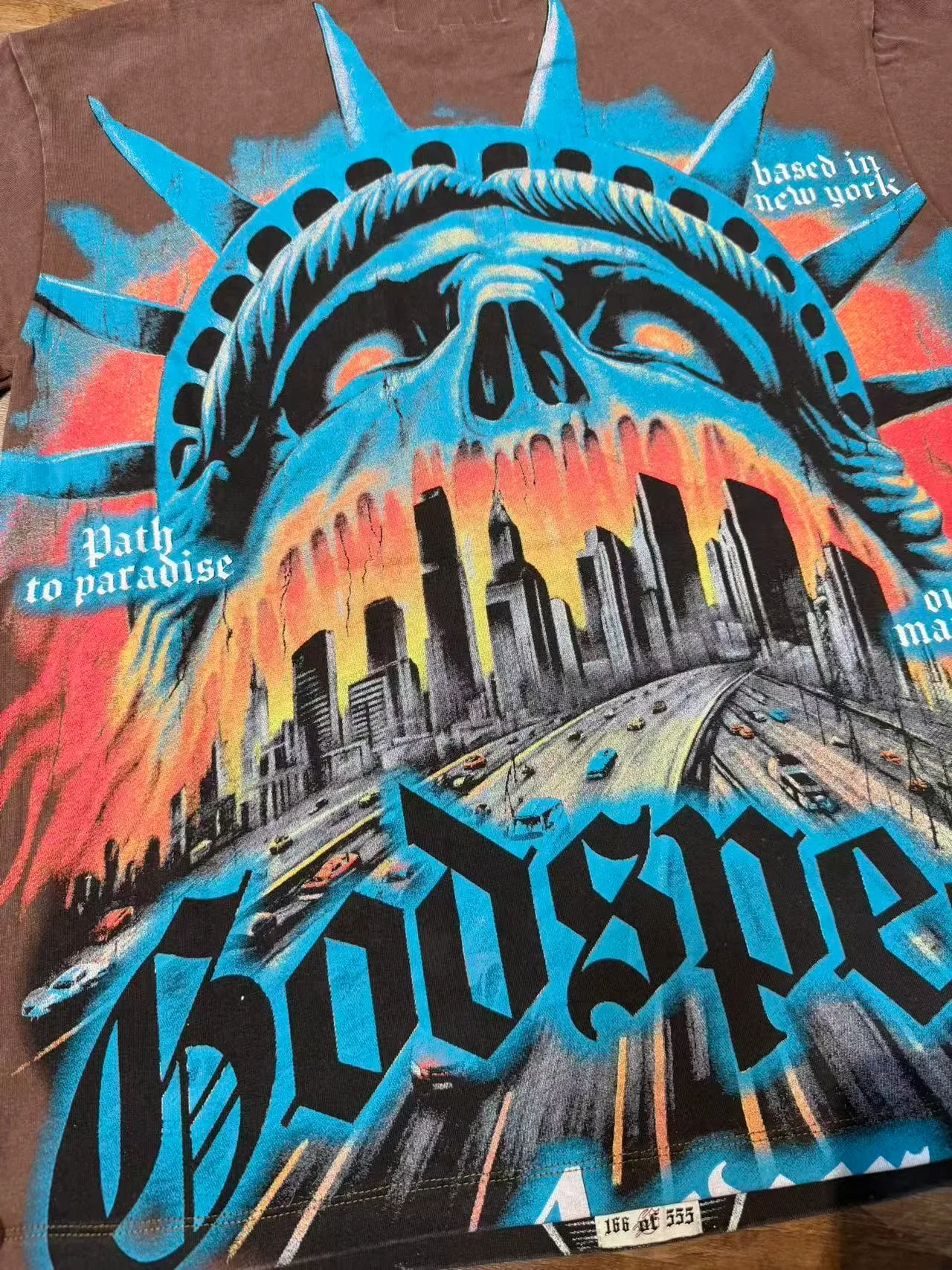 Godspeed Statue of Liberty Screaming Graphic Brown T-Shirt 7