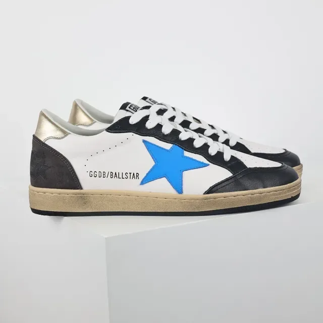 Golden Goose Ball Star أبيض أسود أزرق ذهبي سنيكرز لايف ستايل 3