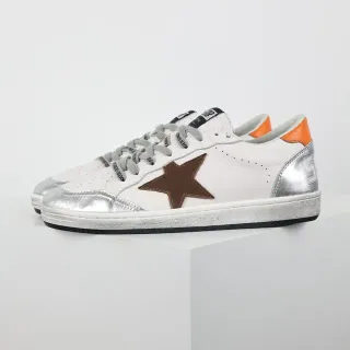 Golden Goose Super-Star tênis lifestyle branco prateado marrom estrela