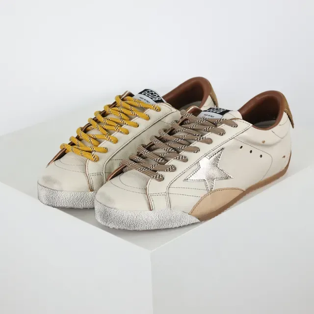 Golden Goose Superstar بيج فضي جلد مستهلك شعار نجم معدني سنيكرز أسلوب حياة 2