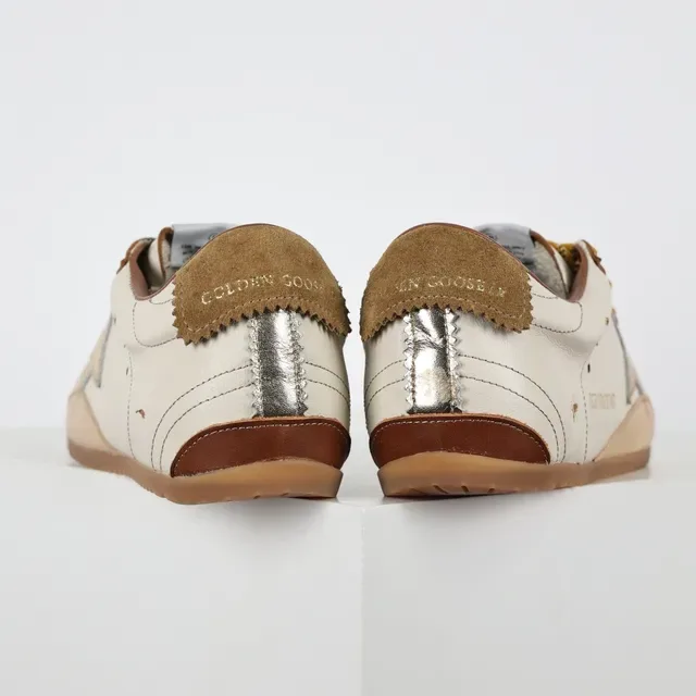 Golden Goose Superstar بيج فضي جلد مستهلك شعار نجم معدني سنيكرز أسلوب حياة 8
