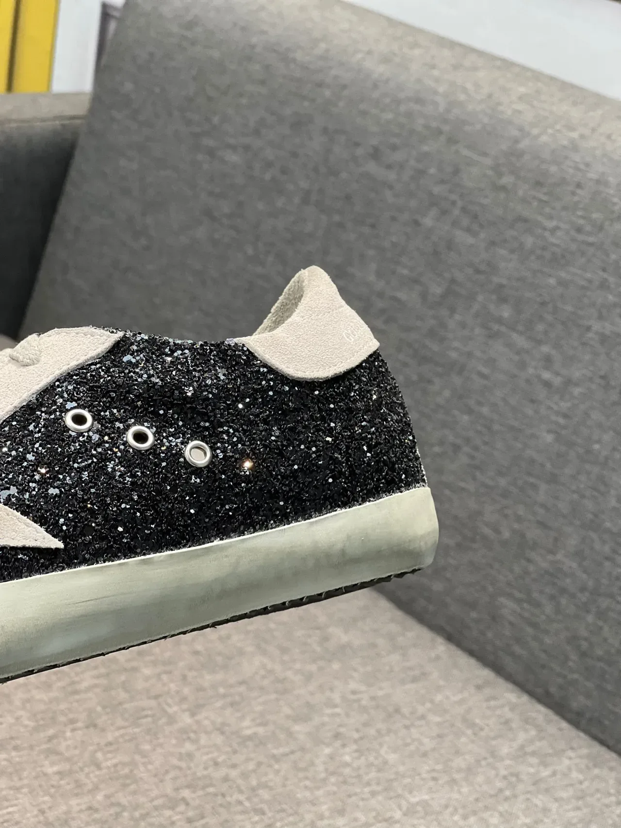 Golden Goose Superstar Black Glitter Star Lifestyle Sneakers 8