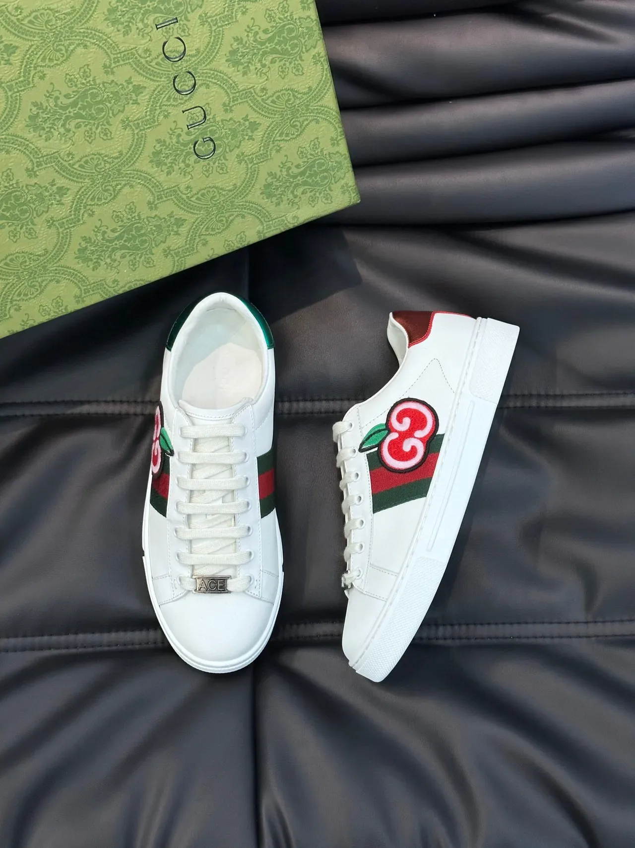 Gucci Ace Broderie Apple Blanc Vert Rouge Sneakers Lifestyle 3