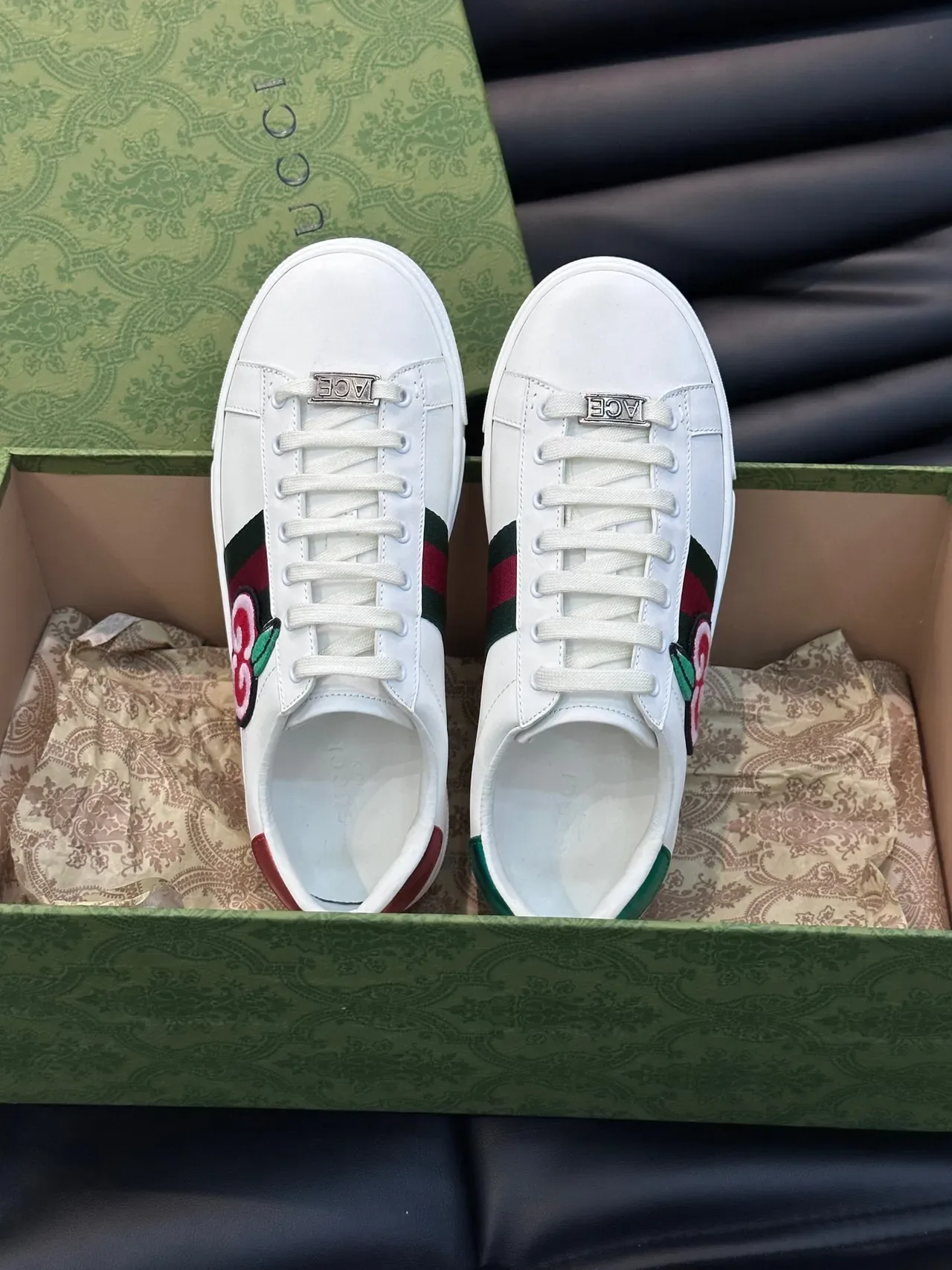 Gucci Ace Broderie Apple Blanc Vert Rouge Sneakers Lifestyle 5