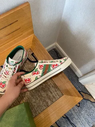 Gucci Ace estampado de maçã creme tênis lifestyle 8