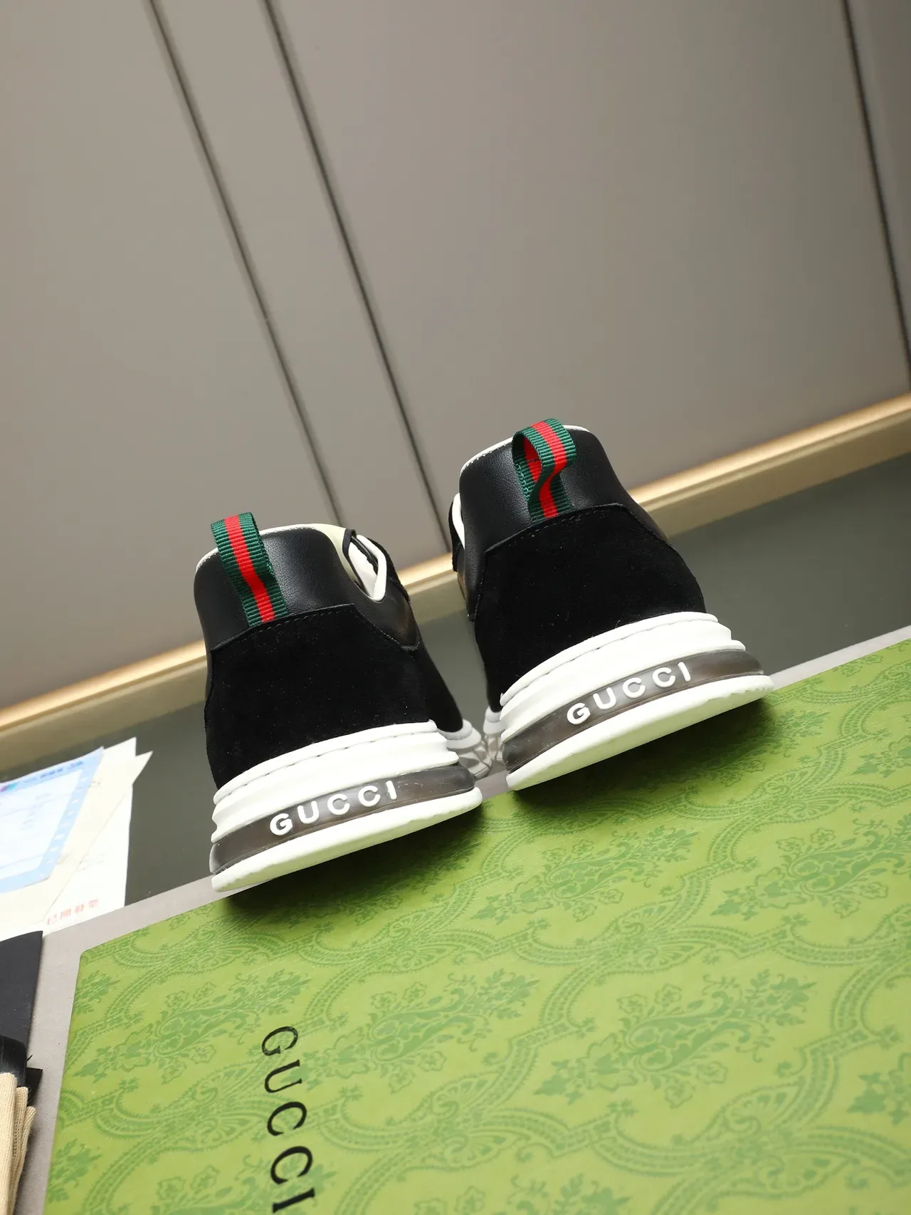 Gucci Ace Black Monogram Canvas Suede Lifestyle Sneakers 3