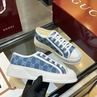 Gucci Ace GG Monogram Canvas 蓝白生活方式运动鞋