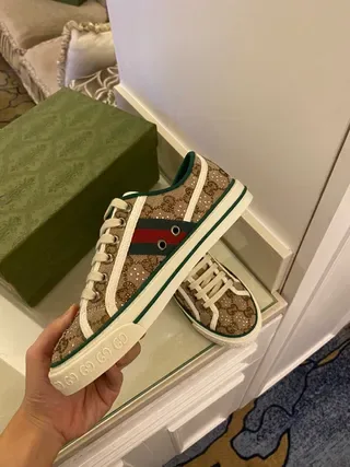 Gucci Ace GG Monogram Canvas Sneakers Lifestyle Vert-Bordé 3