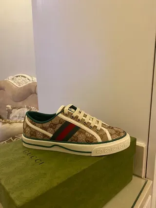 Gucci Ace GG Monogram Canvas Sneakers Lifestyle Vert-Bordé 4