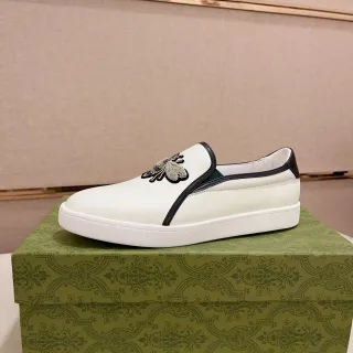 Gucci Ace Loafer 白黑 刺绣蜜蜂 皮革 一脚蹬乐福鞋