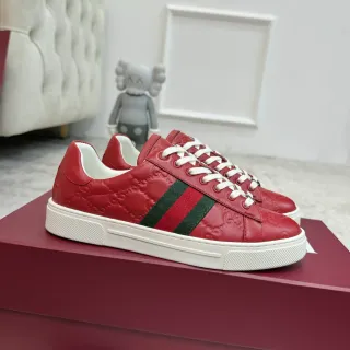 Gucci Ace 红色 压花 GG Web 条纹 生活方式运动鞋