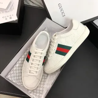 Gucci Ace Blanco GG Repujado Web Stripe Estilo de Vida Zapatillas