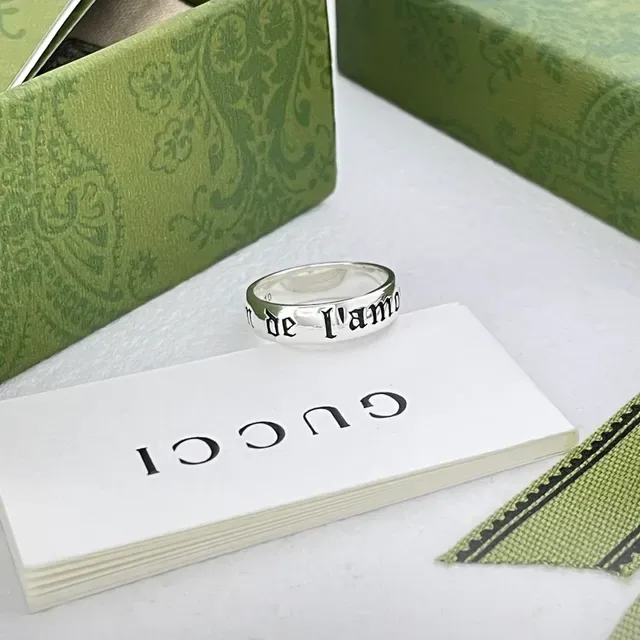 Gucci Amour Interlocking G Engraved Silver Rings 6
