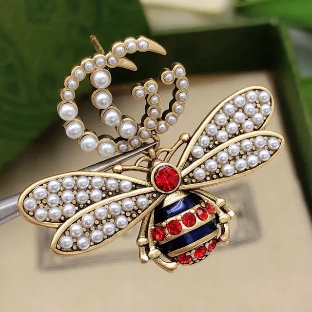 Gucci Bee Pearl and Enamel Earrings 7