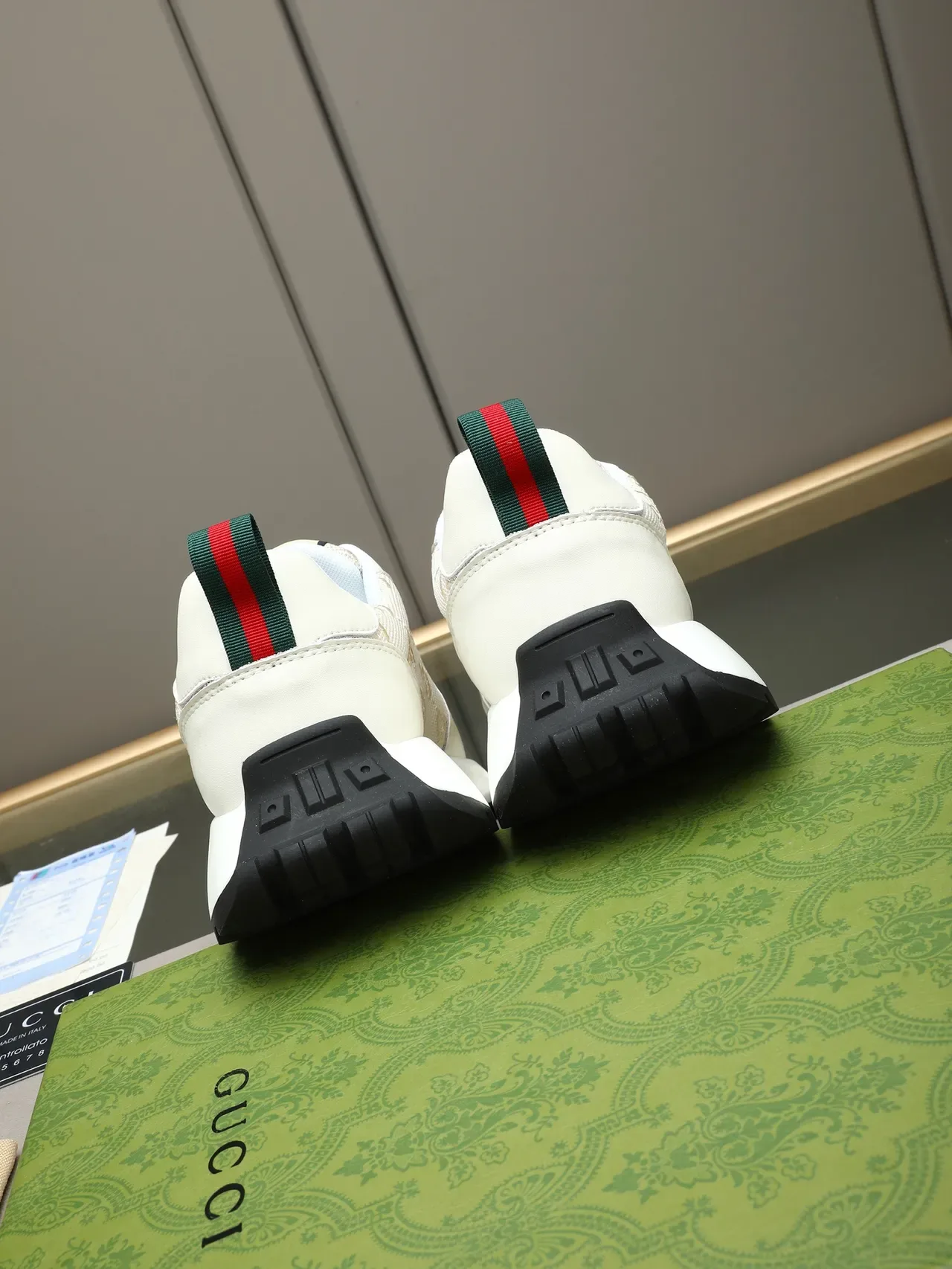 Gucci بيج أسود GG Monogram شبكي علوي جلد و نسيج أحذية lifestyle 4
