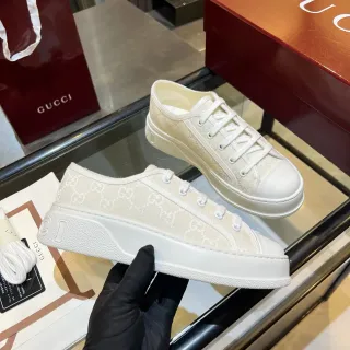 Gucci 米色 GG Monogram Jacquard 平台鞋底 休闲运动鞋