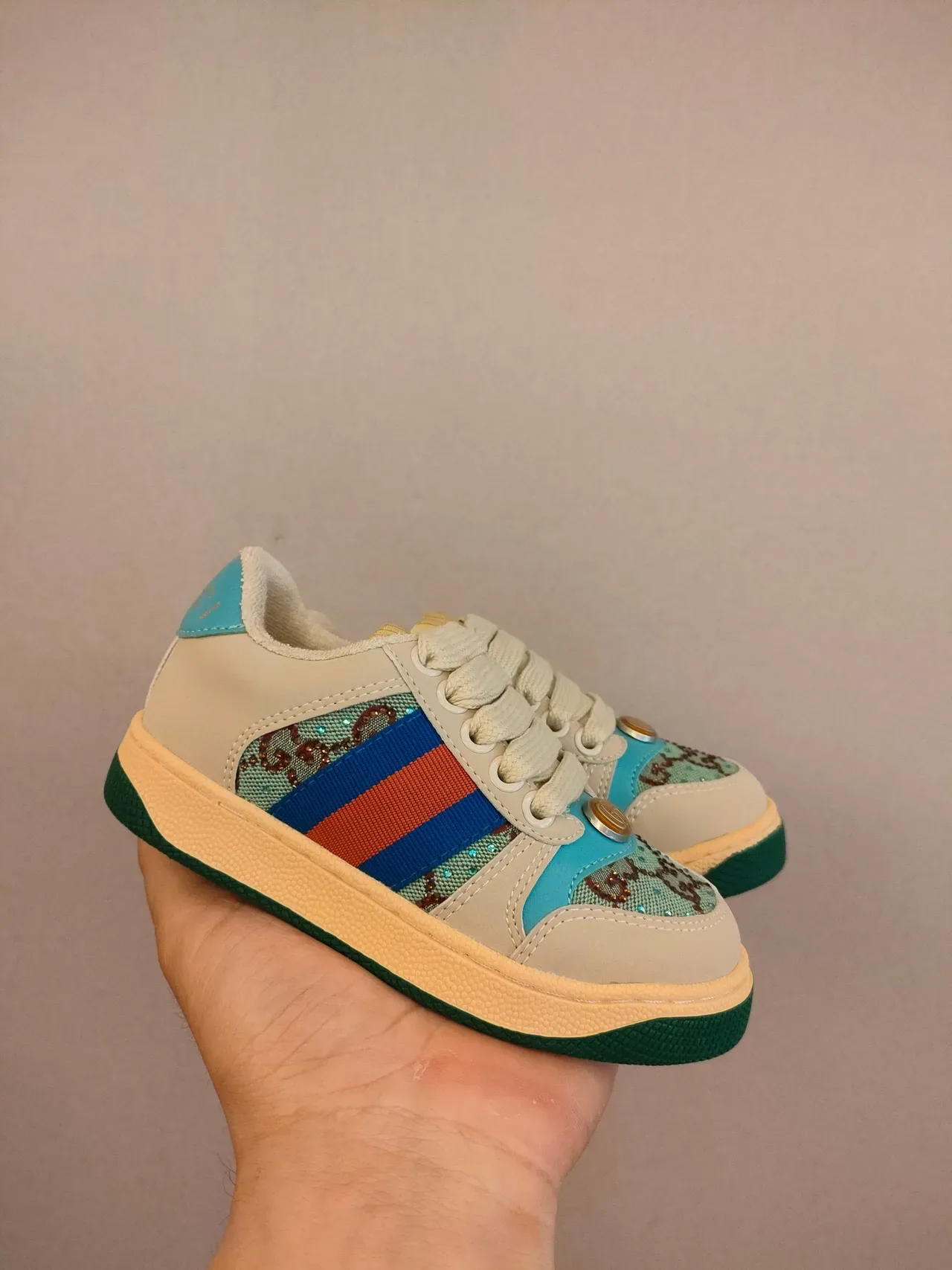 Gucci Beige Multicolor Low-Top Perforated Leather Lifestyle Sneakers 13