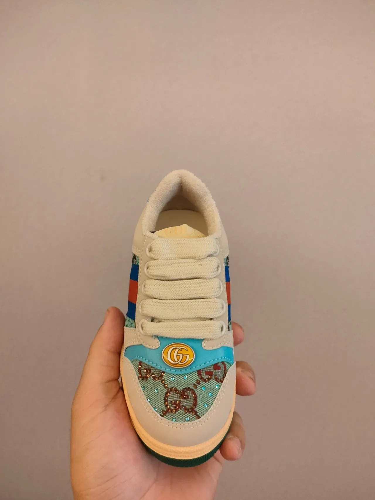 Gucci Beige Multicolor Low-Top Perforated Leather Lifestyle Sneakers 15