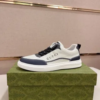 Gucci Beige Navy Low-Top Zapatillas Lifestyle de Cuero