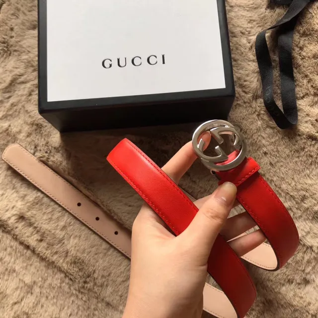 Gucci Black Pink Reversible Gold-Tone Interlocking G Buckle Leather Belt 4