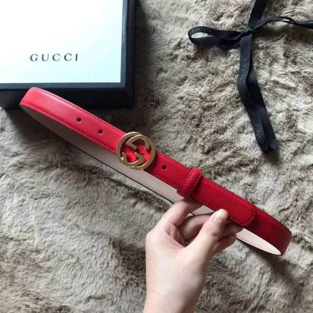 Gucci Black Pink Reversible Gold-Tone Interlocking G Buckle Leather Belt 5