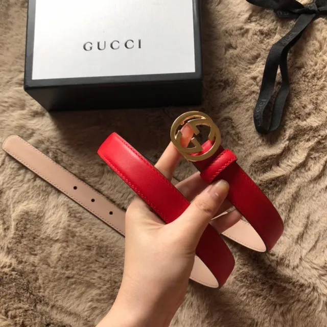 Gucci Black Pink Reversible Gold-Tone Interlocking G Buckle Leather Belt 7