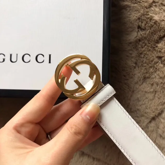 Gucci Black Pink Reversible Gold-Tone Interlocking G Buckle Leather Belt 11