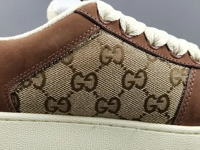 Gucci Marron Beige Semelle Chunky Plateforme GG Monogram Toile Sneakers Lifestyle 6