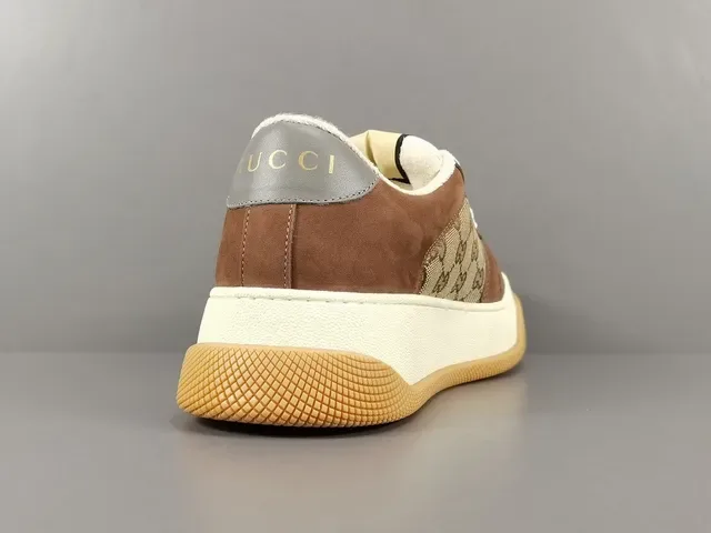 Gucci Marron Beige Semelle Chunky Plateforme GG Monogram Toile Sneakers Lifestyle 14
