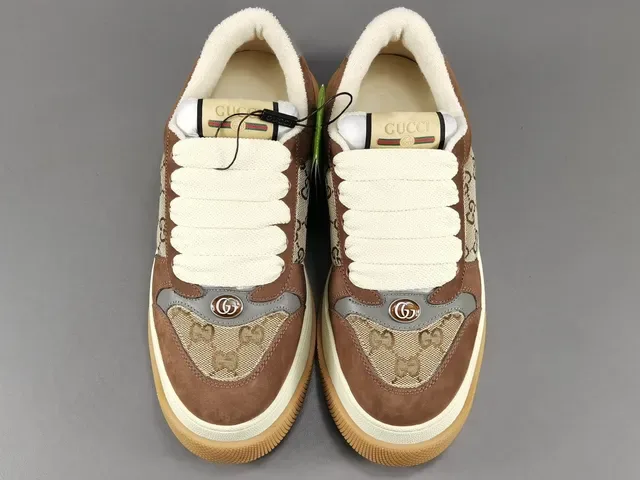 Gucci Marron Beige Semelle Chunky Plateforme GG Monogram Toile Sneakers Lifestyle 16