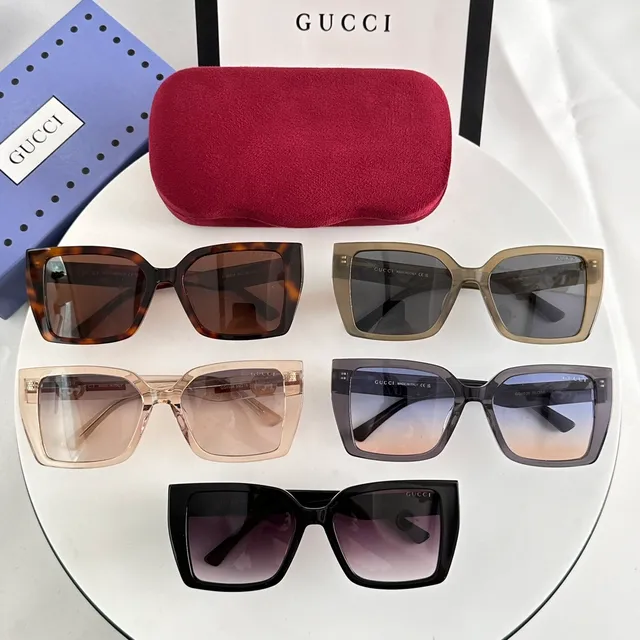 Gucci Brown Black Rectangular Oversized Thick Acetate Frame Sunglasses 4
