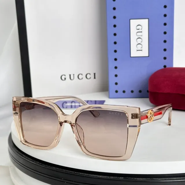 Gucci Brown Black Rectangular Oversized Thick Acetate Frame Sunglasses 5