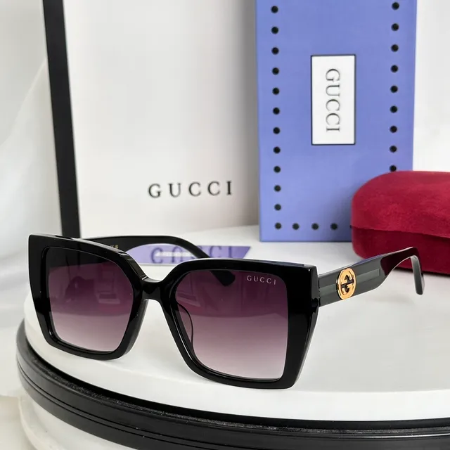 Gucci Brown Black Rectangular Oversized Thick Acetate Frame Sunglasses 9