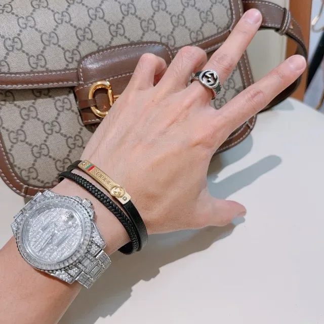 Gucci Brown Gold Double-Wrap Braided Leather Bracelet 5