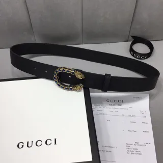 Gucci Dionysus مشبك رأس الأفعى حزام جلد أسود