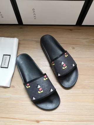 Gucci Disney Mickey Mouse Broderies Mules Noires 6