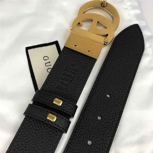 Gucci Double G Belt 黑色粒面皮革 金色扣头 皮革腰带 3